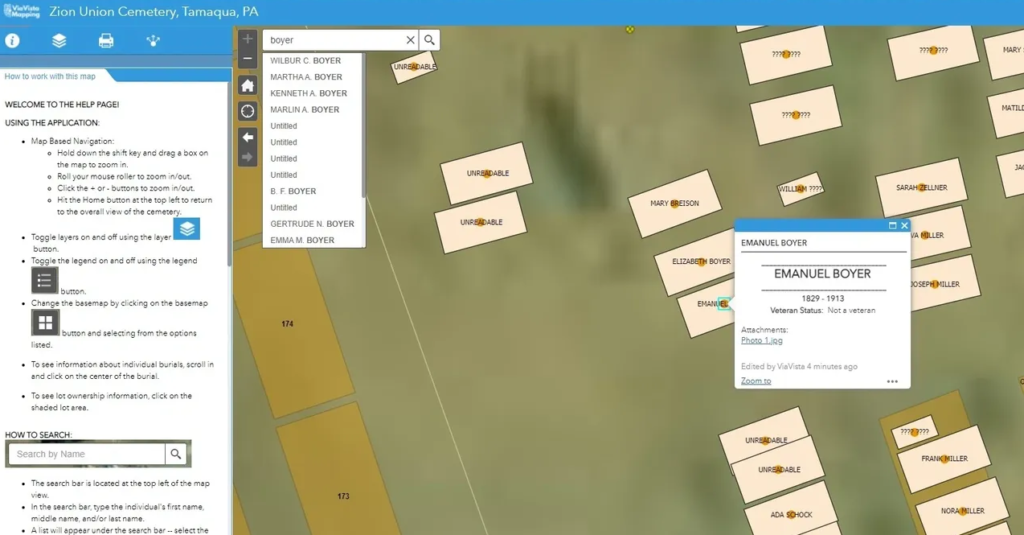 GIS cemetery mapping