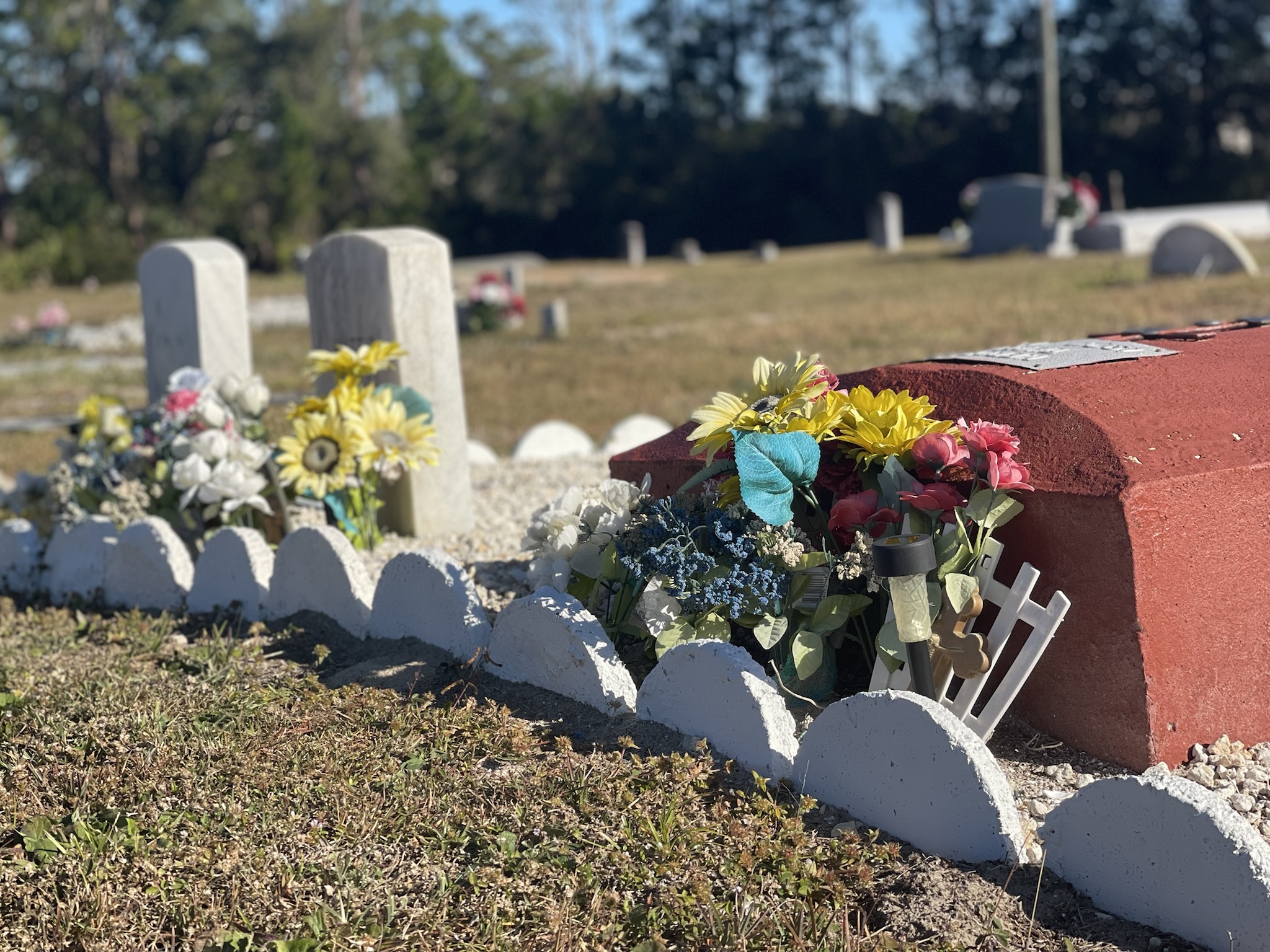 burial plot map documents grave decorations