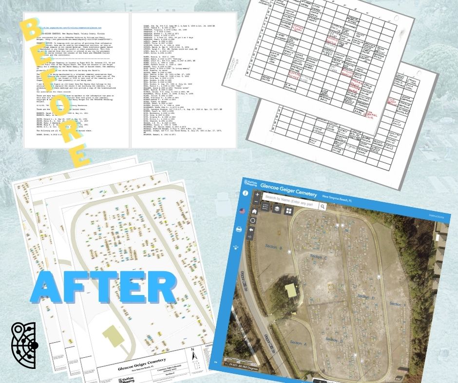 existing burial plot maps transformed to digital cemetery mapping