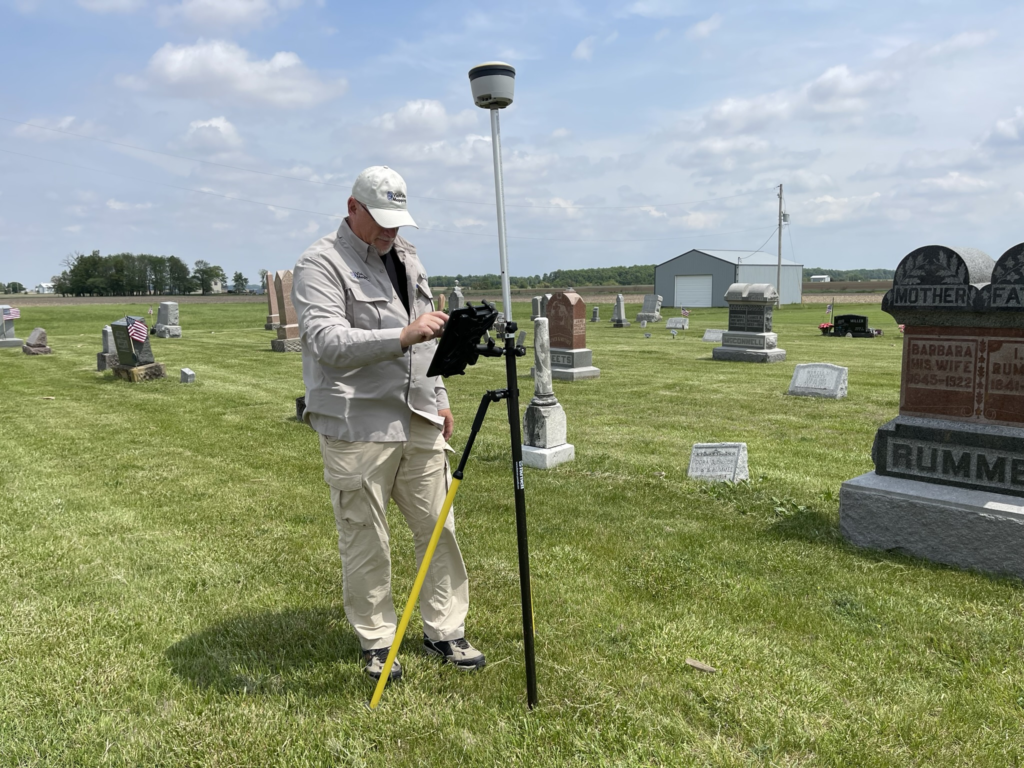 GIS cemetery mapping in the field.