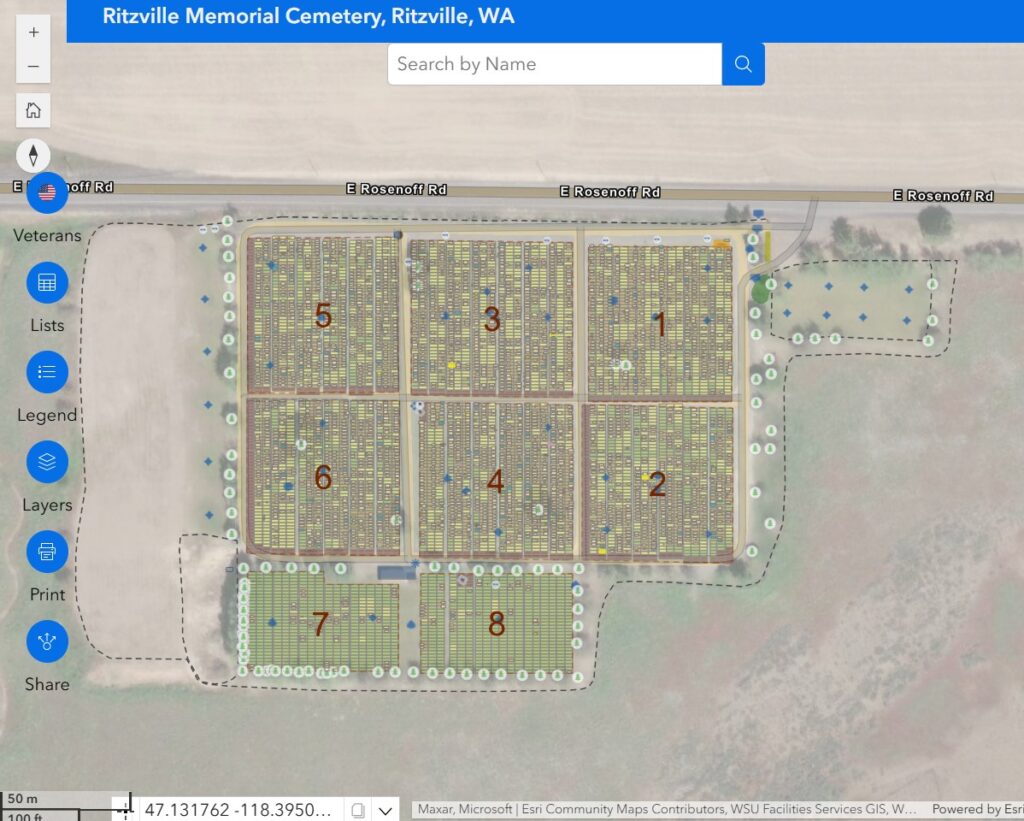 Cemetery mapping Ritzville WA